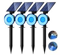 nipify 4 Piezas Luces Solares LED Exterior Jardin, [53 LED/3 Modos] Focos Led Exterior Solares Potente, Impermeable Luz Solar Jardin para Caminos, Patio, Terraza (Azul)