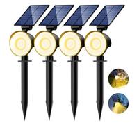 nipify 4 Piezas Luces Solares LED Exterior Jardin, [53 LED/3 Modos] Focos Led Exterior Solares Potente, Impermeable Luz Solar Jardin para Caminos, Patio, Terraza