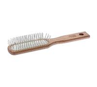 nippes Solingen Cepillo de pelo de crin, cerdas de nailon, cojín de goma | Para cabello fino y sensible, cepillo neumático, masaje suave del cuero cabelludo, haya marrón oscuro, ovalado, 214 × 64 mm