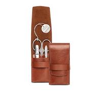 Nippes Solingen Nippes Premium Line - Set de manicura (3 piezas, acero inoxidable y sin níquel, estuche de piel de vacuno auténtica con cierre de pestaña), color marrón
