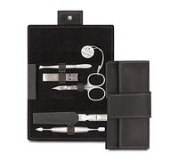 Nippes Solingen Nippes Premium Line - Set de manicura (5 piezas, acero inoxidable y sin níquel, estuche de piel de vacuno con botón de presión, color negro