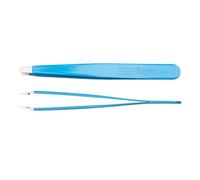 nippes Solingen Pinzas de punta recta, acero inoxidable, 9,5 cm, color azul, pinzas para depilar cejas, pinzas puntiagudas, para depilación precisa, fabricadas en Alemania