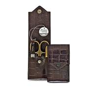 nippes Solingen Premium Line - Juego de manicura de croco, 3 piezas, niquelado y dorado, juego de cuidado de uñas, funda de piel de vacuno con diseño de cocodrilo, manicura pedicura, fabricado en Alemania