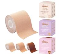 Nippli Shape Up Tape Color Piel - Cinta Adhesiva Pecho 7,5 cm x 5 m, Incl. 10 Almohadillas - Cinta Pecho Sujetador - Cinta Adhesiva de Pecho Resistente a la Humedad & Extra Ancha