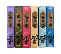 Nippon kodo Morning Star - Juego de 6 varillas de incienso (loto, vainilla, lavanda, jazmín, té verde y gardenia), 50 varillas en cada aroma, estilo tradicional japonés