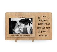 NIRALIS Cuadro personalizado con foto portafoto 10x15 grabado láser con frases Mejores momentos, regalo aniversario o cumpleaños para pareja, madre o padre - 30 x 17,5 cm