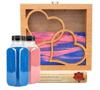 NIRALIS Kit Ritual de Arena para Boda con Marco Corazones - Ceremonia Simbólica de Amor - Incluye 2 Colores de Arena (800g c/u) - Regalo San Valentin - Modelo Roble (Roble, Rosa/Azul)