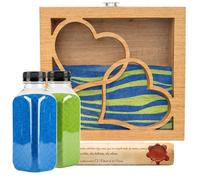 NIRALIS Kit Ritual de Arena para Boda con Marco Corazones - Ceremonia Simbólica de Amor - Incluye 2 Colores de Arena (800g c/u) - Regalo San Valentin - Modelo Roble (Roble, Azul/Verde)