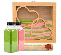 NIRALIS Kit Ritual de Arena para Boda con Marco Corazones - Ceremonia Simbólica de Amor - Incluye 2 Colores de Arena (800g c/u) - Regalo San Valentin - Modelo Roble (Roble, Rosa/Verde)