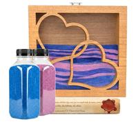 NIRALIS Kit Ritual de Arena para Boda con Marco Corazones - Ceremonia Simbólica de Amor - Incluye 2 Colores de Arena (800g c/u) - Regalo San Valentin - Modelo Roble (Roble, Azul/Morado)