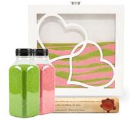 NIRALIS Kit Ritual de Arena para Boda con Marco Corazones - Ceremonia Simbólica de Amor - Incluye 2 Colores de Arena (800g c/u) - Regalo San Valentin - Modelo Blanco (Blanco, Rosa/Verde)