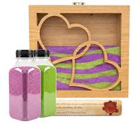 NIRALIS Kit Ritual de Arena para Boda con Marco Corazones - Ceremonia Simbólica de Amor - Incluye 2 Colores de Arena (800g c/u) - Regalo San Valentin - Modelo Roble (Roble, Verde/Morado)