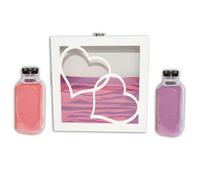 NIRALIS Kit Ritual de Arena para Boda con Marco Corazones - Ceremonia Simbólica de Amor - Incluye 2 Colores de Arena (800g c/u) - Regalo San Valentin - Modelo Blanco (Blanco, Rosa/Morado)