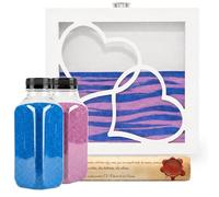 NIRALIS Kit Ritual de Arena para Boda con Marco Corazones - Ceremonia Simbólica de Amor - Incluye 2 Colores de Arena (800g c/u) - Regalo San Valentin - Modelo Blanco (Blanco, Azul/Morado)