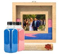 NIRALIS Ritual arena boda marco ceremonia roble con metacrilato transparente, foto 10x15, botes azul rosa 800 g, folio unión dos almas y recuerdo nupcial - 26x24x5 cm