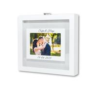 NIRALIS Ritual Arena para Bodas Personalizado | Marco Ritual de las Arenas simple Personalizable con Nombres novios y Fecha Evento | Marco para foto 10x15cm | (Blanco Sin Arena Personalizado)