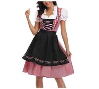 Niranjan Vestido Dirndl Mujer Niña Baviera Oktoberfest Vestido Tradicional Cerveza Disfraz Carnival Halloween, Negro , M