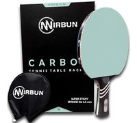 Nirbun - Pala de Ping Pong Profesional de Carbono | Raqueta Tenis de Mesa con Goma Alta Resistencia | Madera Polar + Carbono | Funda Protectora | Control, Potencia y Velocidad