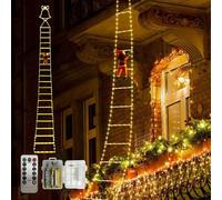 Nircho: Escalera de Navidad con Luces de Papá Noel, 3 m, LED, Interior y Exterior, Decoración Navideña