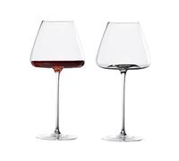 NireHoris Juego de 2 copas de vino estriadas de 720 ml, cristal transparente, cristal con mango largo para vino tinto y blanco, apto para lavavajillas