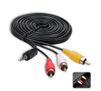 NIRJIK Cable Av De 3,5 Mm Trrs a 3 Rca, 3 Metros, Cable De Audio Y Vídeo Con Conector Jack a Rca, Cable Auxiliar Rca Para Videocámara, Televisor, Proyector, Receptor Av Y Sistema De Cine En Casa.