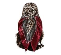NIRNHYRUR Bufanda de Seda for Mujer, Bufanda de Seda Cuadrada de 90x90 cm, Chal de satén Suave con Flores Hermosas for Mujer, pañuelo for el Cuello(Dark Red)