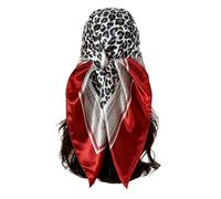 NIRNHYRUR Bufanda de Seda for Mujer, Bufanda de Seda Cuadrada de 90x90 cm, Chal de satén Suave con Flores Hermosas for Mujer, pañuelo for el Cuello(Red)