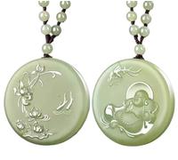 NIRNHYRUR Collar de Esmeraldas Collar con Colgante de Buda Maitreya jadeíta y Cuentas ágata, Amuleto Que atrae Dinero, Fortuna, bendición Paz
