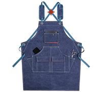 NIRNHYRUR Delantal de Cuero Delantal de Lona Encerada for Herramientas de Taller, Soldadura y Carpintero con múltiples Bolsillos(Blue)