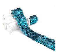 NIRNHYRUR Elástico Plano para Coser Cinta for Ajuste, cordón y Lentejuelas de 3 Metros 45mm, Bricolaje, Vestido Baile, decoración Ropa, Apliques, Accesorios, Bandas Goma(Green Blue)