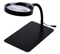 NIRNHYRUR Lupa de joyería Lupa de joyería, Lupa iluminada 48 LED con Soporte, lámpara Manos 10X 20X for Lectura(Black,10x)