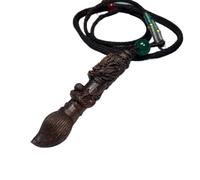NIRNHYRUR Pulsera Colgante de Pluma nominación Lista Dorada dragón en Espiral Seda Suave Anudada Resina Madera agar Blanca Vietnam Nha Trang