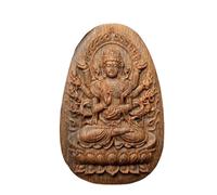 NIRNHYRUR Pulsera Colgante vietnamita del Bodhisattva Guanyin de mil Brazos Tallado en Madera agar Blanca Nha Trang con Ocho deidades guardianas