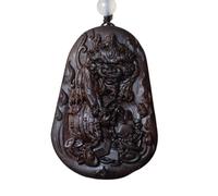 NIRNHYRUR Pulsera Cuentas de Resina Madera agar Blanca Vietnam Nha Trang con hebras Seda Suave Colgante Bestia mítica Estilo Antiguo