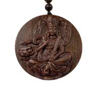 NIRNHYRUR Pulsera Nha Trang Fusen Colgante de Material Antiguo Madera agar Tierra roja [Manjushri Bodhisattva] 5 cm