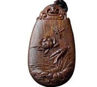 NIRNHYRUR Pulsera Vietnam Nha Trang Madera de agar Blanca Loto la Suerte montaña Agua Colgante Pieza Mano Grado hundimiento