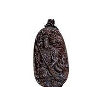 NIRNHYRUR Pulsera Vietnam Nha Trang Madera de agar Blanca Marca Guan Gong Colgante Tallado a Mano Amuleto Dios la Riqueza pacífica