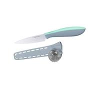 NIROSTA EVERSHARP, Cuchillo de cocina Patatero de acero inoxidable con mango suave al tacto-antideslizante, con protección y afilador integrado, eternamente afilado (aprox. 9 cm), cantidad: 1 pieza)