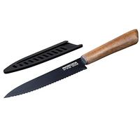 Nirosta Flow Cuchillo de Cocina Dentado con Hoja de Acero Inoxidable y Mango de Acacia - Ideal para Frutas y Verduras, 240x30x20 mm