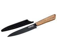 Nirosta Flow Cuchillo Multiusos 24 cm, Hoja Acero Inoxidable 4Cr13 con Recubrimiento Antiadherente, Mango de Madera de Acacia FSC 100%, Protector de Hoja, Corte Versátil, 1 ud