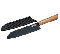 Nirosta Flow Cuchillo Santoku 31 cm, Hoja 18 cm Acero Inoxidable CCr+ con Recubrimiento Antiadherente y Alveolos, Mango de Acacia FSC 100%, Protector de Hoja, Garantía 4 Años, 1 ud