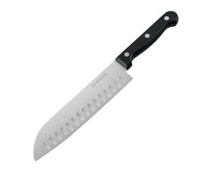 Nirosta Mega Cuchillo Santoku Cuchillo cortar lonchear pescado y verduras hoja acero CCR mango plástico POM negro con remaches 18-30x1,8cm, 1ud.