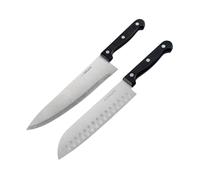 Nirosta Mega Set de Cuchillos, Incluye Cuchillo de Chef 20/32 cm y Cuchillo Santoku 18/30 cm, Acero al Carbono Afilado y Mango POM