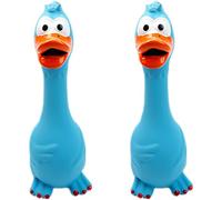 Nirqavol 2 juguetes de goma para perros de gallina, juguete masticable de látex azul chirriante, juguete interactivo de 7.5 x 2.8 pulgadas para perros pequeños a medianos, apoyo de higiene dental