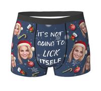 Nirusetty Boxers personalizados con cara divertida para hombres, novio, padre, marido, boxeadores personalizados para cumpleaños, día de San Valentín, regalos para él, No se va a lamer a sí mismo, M