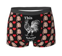 Nirusetty Boxers personalizados con cara divertida para hombres, novio, padre, marido, boxeadores personalizados para cumpleaños, día de San Valentín, regalos para él, This Cock Belongs to Me, 3XL