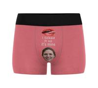Nirusetty Bóxers personalizados para novio, calzoncillos tipo bóxer personalizados para hombres con cara, divertidos regalos divertidos para marido y padre, I Licked It, So It's Mine - Medio - Rosa, M