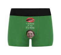 Nirusetty Bóxers personalizados para novio, calzoncillos tipo bóxer personalizados para hombres con cara, divertidos regalos divertidos para marido y padre, I Licked It, So It's Mine - Medio - Verde
