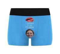 Nirusetty Bóxers personalizados para novio, calzoncillos tipo bóxer personalizados para hombres con cara, divertidos regalos divertidos para marido y padre, I Licked It, So It's Mine - Medio - Azul, S