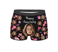 Nirusetty Calzoncillos personalizados para hombre, bóxers con mi cara en ellos, ropa interior de Navidad para hombre, dulces regalos para novio, Feliz aniversario, 3XL